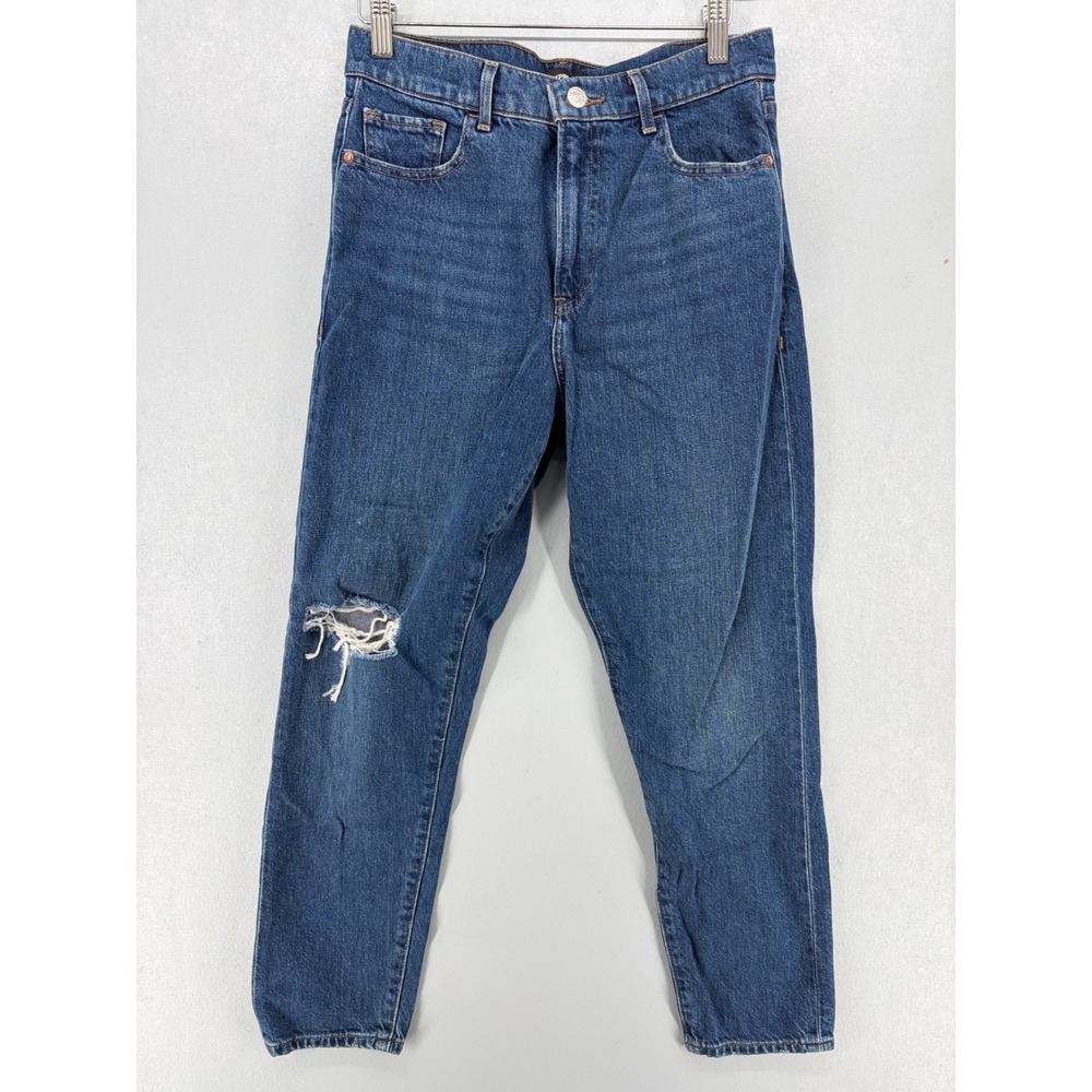 Express Tapered Ankle‎ Jeans Women 4R Blue High Rise Distressed Conscious Edit